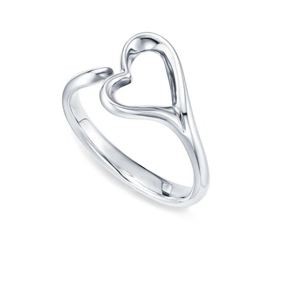 Tiffany & Co Sterling Silver Elsa Peretti Love Open Heart Ring US7 - Picture 1 of 8